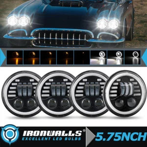 4 PIEZAS 5.75" 5-3/4" LED Faros Ojos Angulares Viga Alta/Baja para Chevy Impala El Camino - Imagen 1 de 12