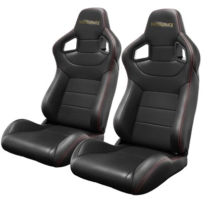 2-Piece Universal Racing Seats for Hyundai, PVC Racing seats with Dual Sliders Foto 1 de 4