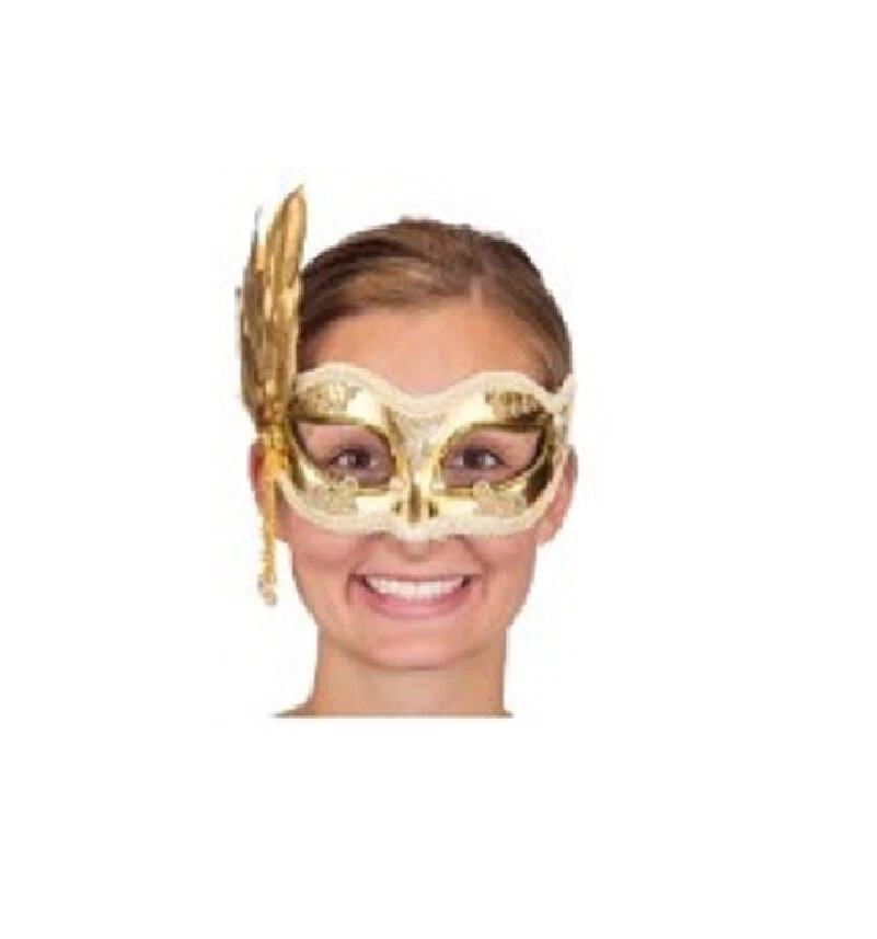 Masquerade Half Mask - Mardi Gras - Gold - Costume Accessory- One Size - Image 1 of 1
