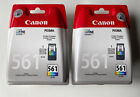 Genuine Canon CL-561 Colour Ink Cartridge CL561 for PIXMA New & Sealed X 2