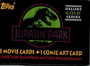 Paquete de tarjetas coleccionables Topps Jurassic Park Deluxe Gold Series 1992 - Imagen 1 de 4