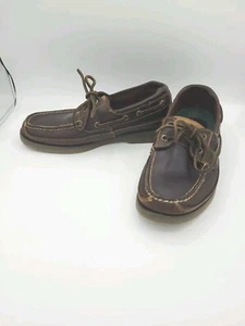 Sperry Top Sider Dark Brown 2-Eye Leather 0764027 Boat WIDE Shoes Men’s Size 7.5 - Picture 1 of 5