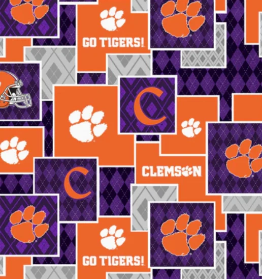 NCAA Clemson University Argyle Boxes 1371 tela de algodón acolchada por yarda Foto 1 de 1