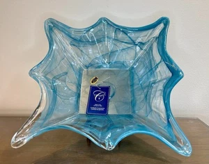 Murano Glass Centerpiece Bowl Large Blue Decorative Art Chirico Vetrerie Italy - Picture 1 of 23