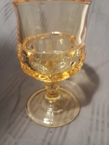Vtg Indiana Colony Kings Crown Thumprint Small Goblet 4.5"Tall Yellow/amber - Picture 1 of 4