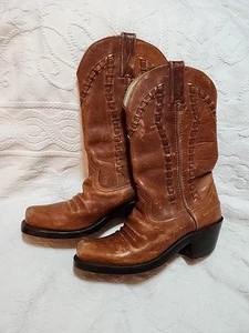 Women's Vintage Durango Brown Leather Cowboy Boots Good Condition Size 6M - Picture 1 of 8