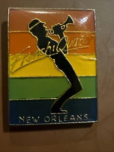 FRENCH QUARTER NEW ORLEANS RAINBOW HORN PLAYER Pin Vintage - Picture 1 of 4