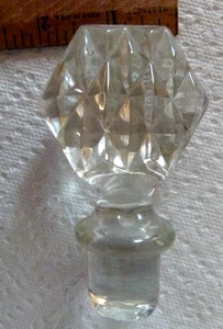 Vintage Crystal / Glass Decanter Stopper Diamond Design 4" Long 7/8" Diameter - Picture 1 of 5