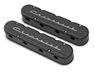Holley 241-177 2-Pc LS Chevrolet Script Valve Covers - Black Machined Finish - Изображение 1 из 4