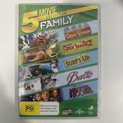 5 Family Movie Collection Open Season 1-2/Surf's Up/Balto/Monster House DVD R4 - Image 1 of 2