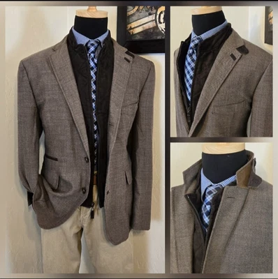 Stafford Hacking Blazer Jacket 46R Slim Sport Coat Ticket/ Patch Pockets Bib  - Image 1 of 4