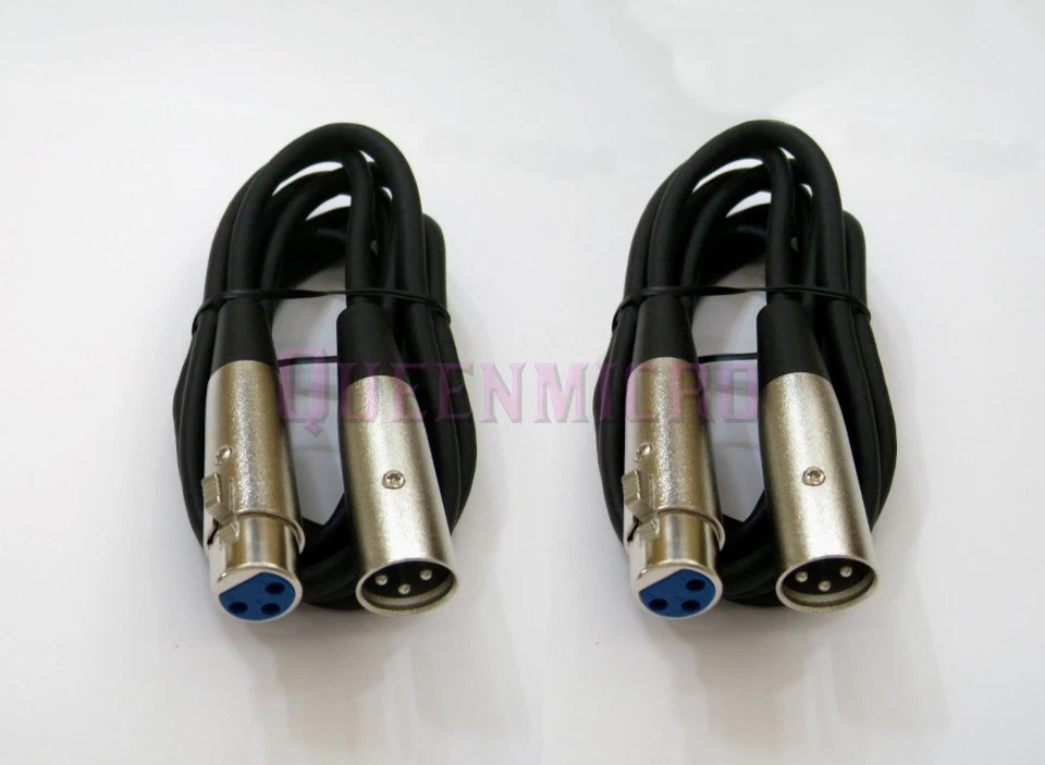 2 x 3FT XLR 3Pin Male to Female Mic Microphone Audio Balance Cord Shielded Cable - Image 1 of 1