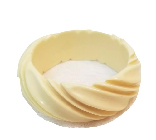 OFF WHITE Bracciale Vintage Bracciale Grosso Celluloide Colore Crema Gioielli Stile#4 anni '80