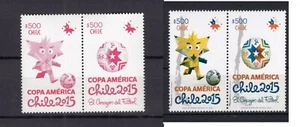 CHILE 2015 COPA AMERICA futbol fantastic COLOR PROOF "red rose" single pair MNH - Picture 1 of 2