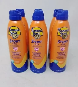 LOT OF 6 Banana Boat Sport Ultra Clear Sunscreen Spray SPF 50+, 6oz ea - Picture 1 of 2