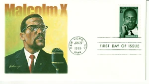 Malcolm X - Fleetwood First Day of Issue -January 20, 1999 Black Heritage Stamp - Picture 1 of 2