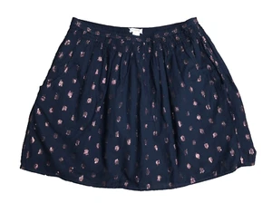 Sz S J. Crew Smocked Waist Navy Shimmer Glitter Dot Cotton Mini Skirt w/Pockets - Picture 1 of 5