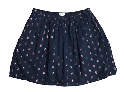 Sz S J. Crew Smocked Waist Navy Shimmer Glitter Dot Cotton Mini Skirt w/Pockets - Image 1 of 4
