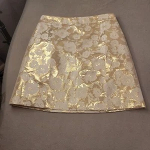 J. Crew Floral A Line Skirt Cream Gold Size 8 - Picture 1 of 6