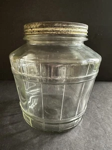 Vtg Gallon Glass Barrel Jar Clear Glass Hoosier Pickle Jar Storage Canister - Picture 1 of 24