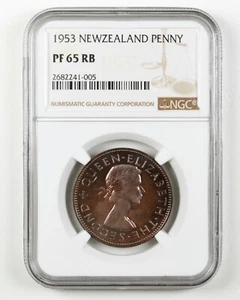 NUOVA ZELANDA NEW ZEALAND Penny 1953 NGC PF 65 RB - Imagen 1 de 2