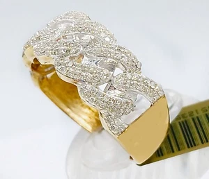 GENUINE 2.26 Cts DIAMOND BRAIDED MEN'S RING 10K YELLOW GOLD - New With Tag - Picture 1 of 4