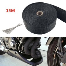 15m Titan Hitzeschutzband Auspuff Band bis1400° Schwarz Hitzeschutz Krümmer DE