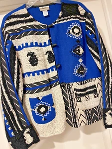 NEW XL Coldwater Creek Wool Quilt Embroidery Light Vintage Short Boho Jacket - Picture 1 of 8