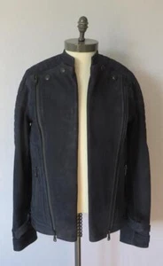 Balmain Navy Leather Moto Jacket - Picture 1 of 12
