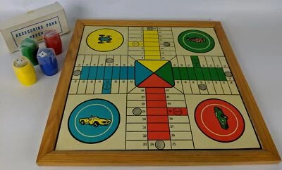 Vintage 2-Sided Checkers & Race Car Game Board with Game Pieces, Made in Spain - Image 1 of 2