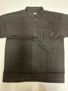 Goouch Vintage XLARGE einfarbig schwarz Kurzarm Hemd Viskose Baumwolle Herren hochgeschlossen - Bild 1 von 7