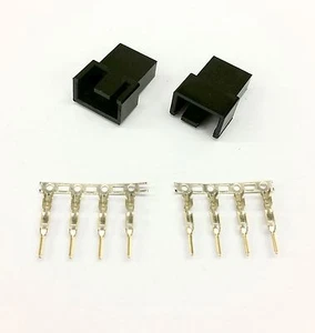 PK OF 2 - MALE 4 PIN FAN POWER CONNECTOR - BLACK INC PINS - Picture 1 of 4