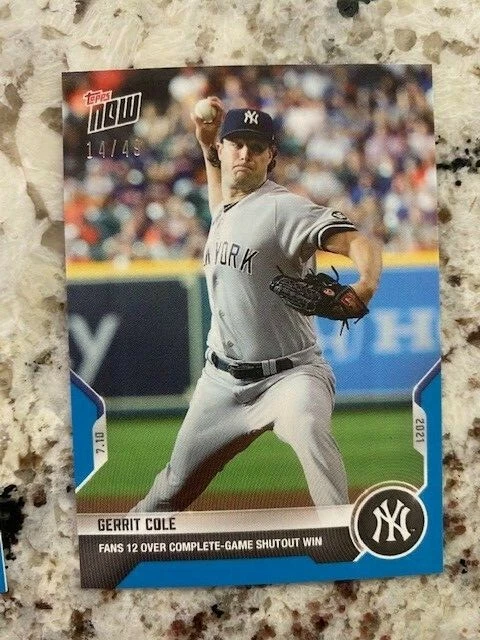 2021 TOPPS NOW BLUE PARALLEL CARD 14/49 NEW YORK YANKEES GERRIT COLE #487 - Image 1 of 1