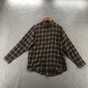 Camisa de franela GH Bass & Co para hombre L marrón a cuadros manga larga con cuello abotonado - Imagen 1 de 9