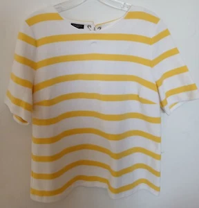 Talbots gelb weiß gestreift Kurzarm lässig gerippt Top Large Petite Lp PL - Bild 1 von 3