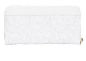 Cartera Muñequera Antonio Melani Blanca Todo Cuero Cremallera Alrededor Blanca Floral - Imagen 1 de 4