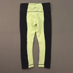 Leggings Lululemon Wonder Under Crop a Rayas Negros Desteñidos Zap Mujer 4 Yoga - Imagen 1 de 9