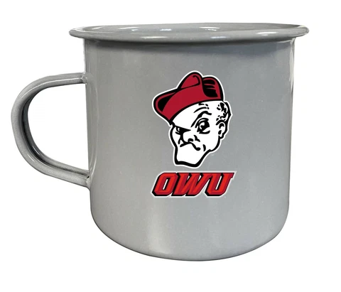 Ohio Wesleyan OWU Battling Bishops Enameled Tin Camper Coffee Mugs Cover