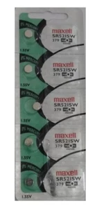 5 Maxell SR521SW SR521 379 AG0 LR521 521 D379 V379 Silver Oxide Battery - Picture 1 of 1