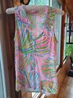 Lilly Pulitzer Pastel Pink Shirred V Neck Tank Top Xs 100%  Cotton