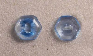 Button Set Transparent Glass Light Blue Hexagon 1/2” 12mm 20L Czechia - Picture 1 of 1