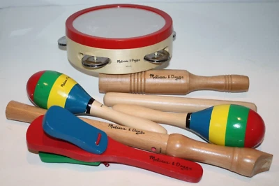 Lote de instrumentos rítmicos de percusión infantil música educativa 7 piezas. Grabadora Maracas Foto 1 de 4