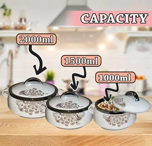 [Juego de 3] Cazuela de almacenamiento de alimentos aislada blanca con tapa (1000, 1500, 2000 ml) - Imagen 1 de 19