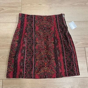 NWT Free People Orange Tapestry High Waisted Slit Mini Skirt Size 2 - Picture 1 of 7