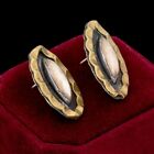 Antique Vintage Mid Century Sterling Silver Brass Puffy Repousse Earrings 11.6g