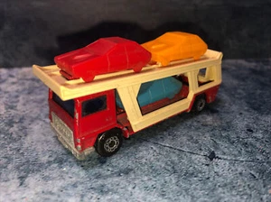 "Matchbox Superfast No11 BEDFORD CAR TRANSPORTER " VERY RARE DARK BLUE LOWER CAR - Picture 1 of 5