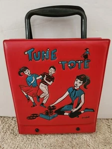 Vintage Red Tune Tote Ponytail Vinyl Record Holder W/Handles! - Picture 1 of 10