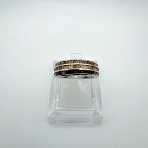 0.75ct Red Brown Natural Diamond Band / Ring in Sterling Silver 925 Size M - N - Picture 1 of 10