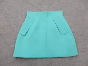Aknvas Skirt Womens 2 Teal Faux Pockets A Lined Mini Preppy Ladies NEW - Picture 1 of 9