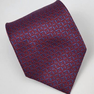 Corbata de seda Pierre Cardin roja azul geométrica para hombre 56 x 3,7/8 Foto 1 de 4